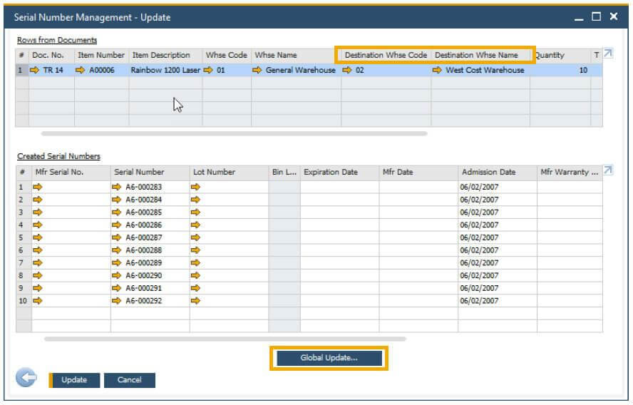 SAP Business One  Zarządzanie numerami seryjnymi i numerami partii