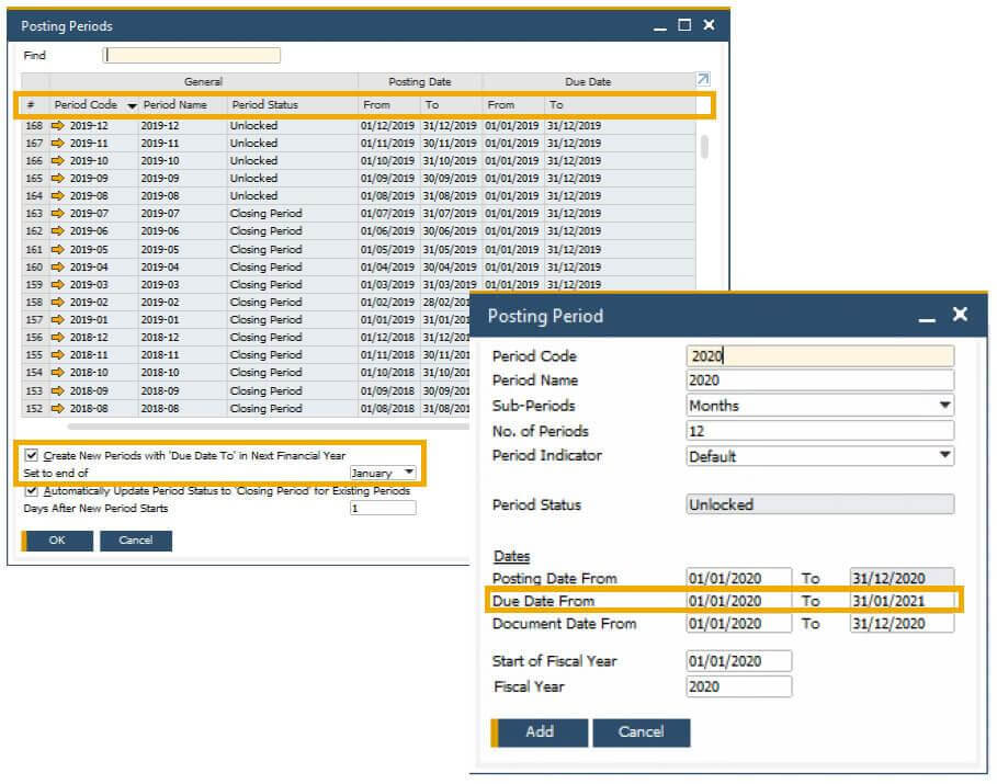 SAP Business One  Ulepszenia okresów sprawozdawczych