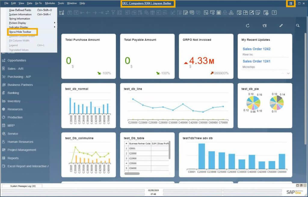 SAP Business One  Ulepszony interfejs użytkownika