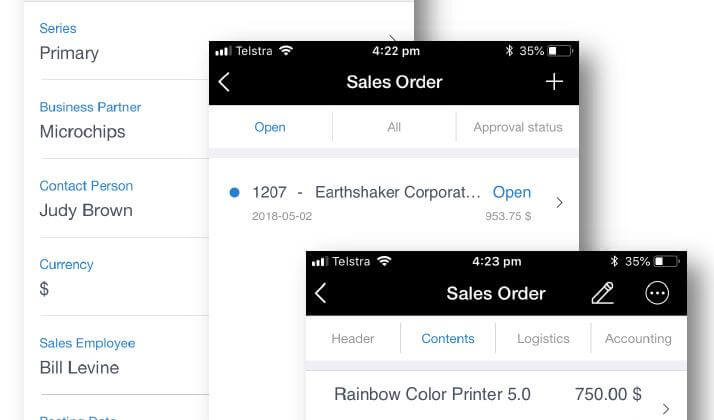 SAP Business One Service zarządzanie zamówieniami