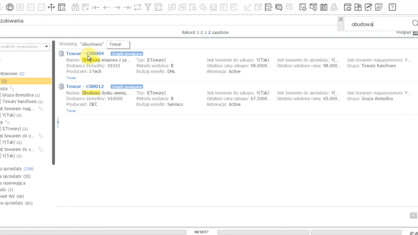 SAP Business One - Wyszukiwanie jak w Google