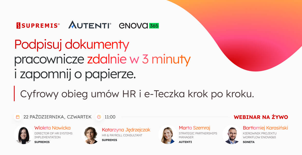 Podpisuj dokumenty pracownicze zdalnie w 3 minuty i zapomnij o papierze. Cyfrowy obieg umów HR i e-Teczka krok po kroku.
